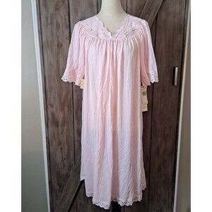 VTG NOS Shadowline Nightgown 36051 Women's Med Pink Nylon Lace Trim Coquette